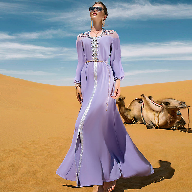 Rhinestone Decorative Dress - WOMONA.COM