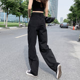 Black Wide Leg Ripped Summer Jeans - WOMONA.COM