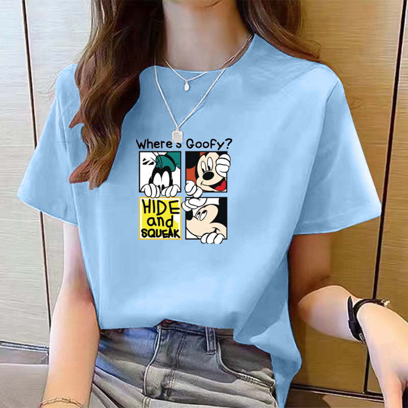 Cotton Short Sleeve T-shirt - WOMONA.COM