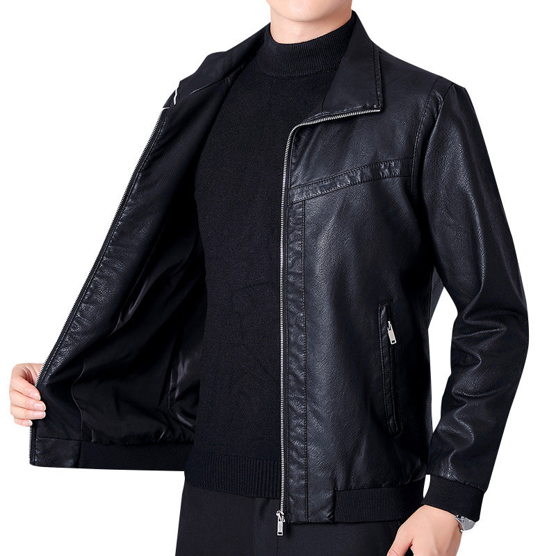 New Style Lapel Leather Jacket Men's - WOMONA.COM