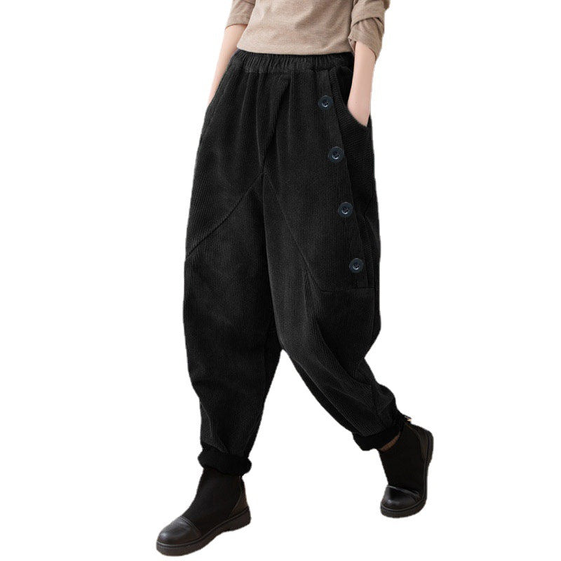 Women's Corduroy Harem Pants - WOMONA.COM