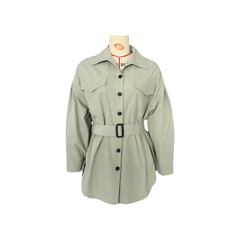 Solid Color Shirt Jacket - WOMONA.COM