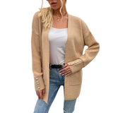 Solid Color Casual Cardigan - WOMONA.COM