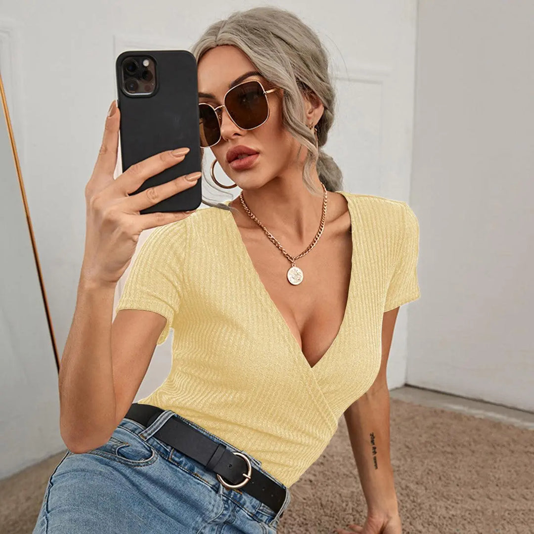 T-Shirt Bottoming Top Slim Pullover - WOMONA.COM