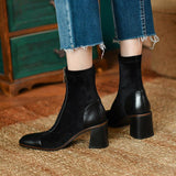 Leather Stitching Stretch Boots - WOMONA.COM