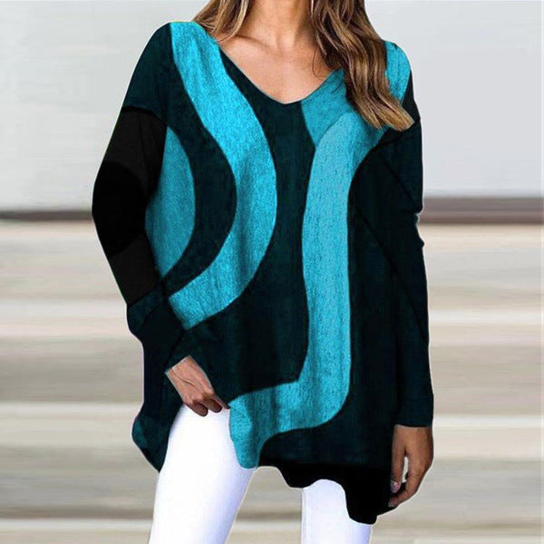 Geometric Loose Casual Women's Top - WOMONA.COM