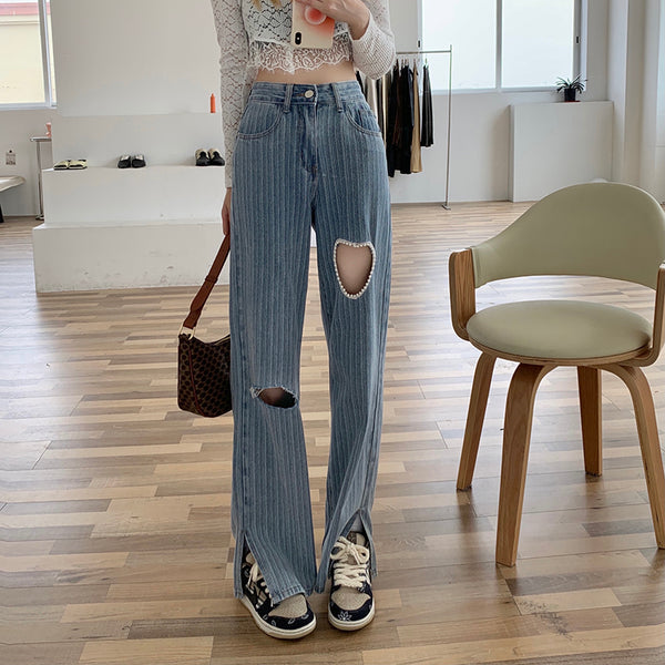 Waist Straight Jeans - WOMONA.COM