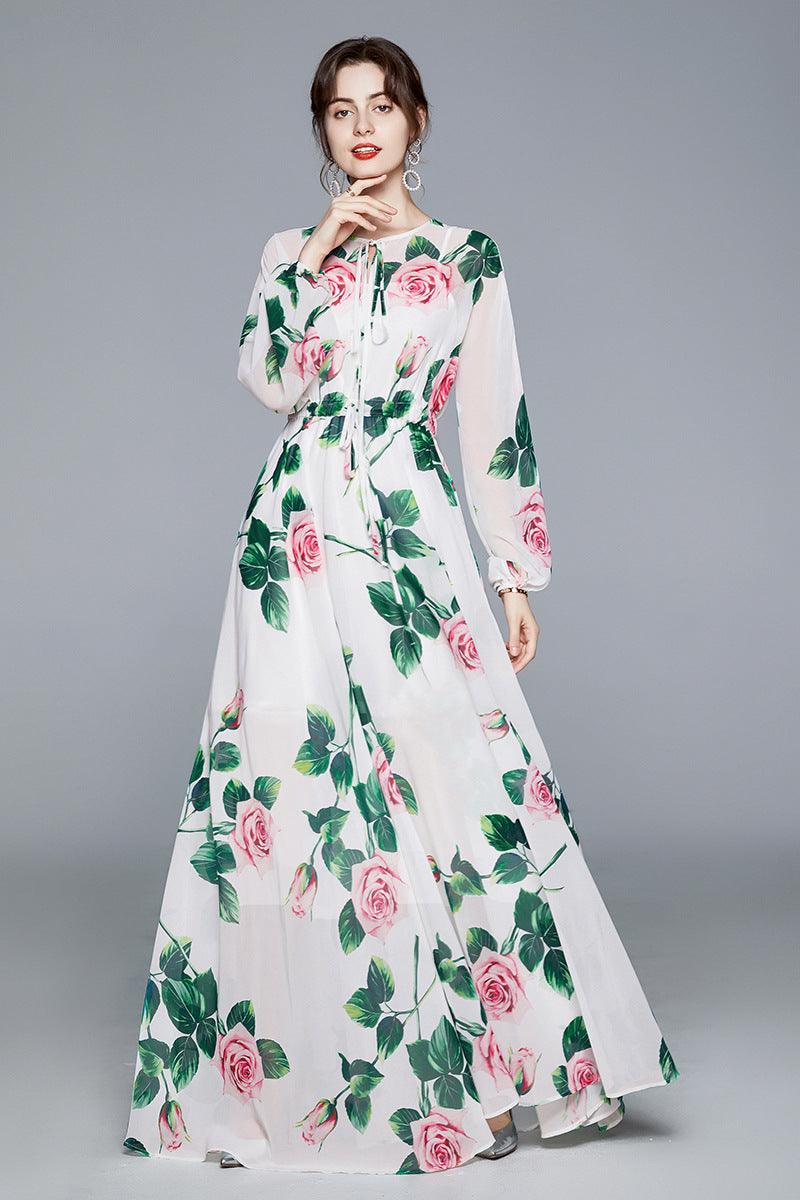 Rose Flower Swing Dress - WOMONA.COM