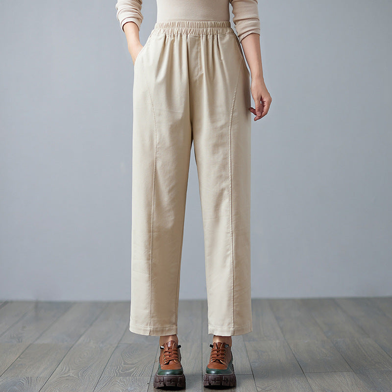 Linen Harem Pants - WOMONA.COM