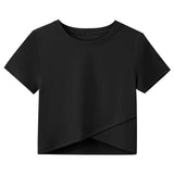 Color Irregular Hem Short Sleeve - WOMONA.COM