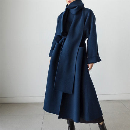 Lace Up Woolen Coat Women's - WOMONA.COM