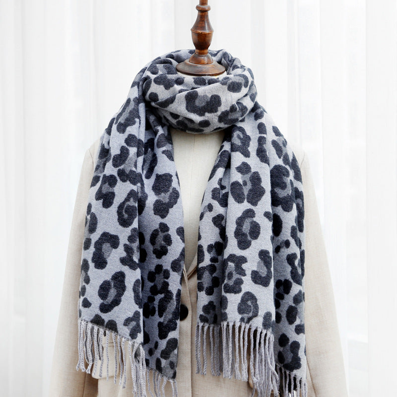 Double-sided Leopard Print Scarf - WOMONA.COM