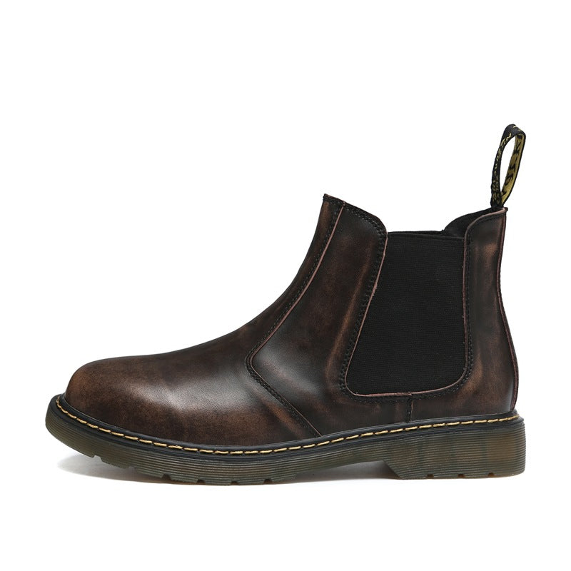 Vintage Leather Short Boots For Men - WOMONA.COM