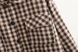 Coffee Color Plaid Length Shirt Jacket - WOMONA.COM