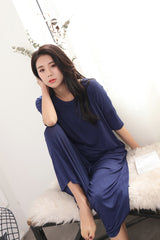 Plus-size Pajamas Two-piece Set Of Nine-minute Wide-leg Pants - WOMONA.COM