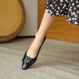 French Style Square Toe Chain Shoes - WOMONA.COM