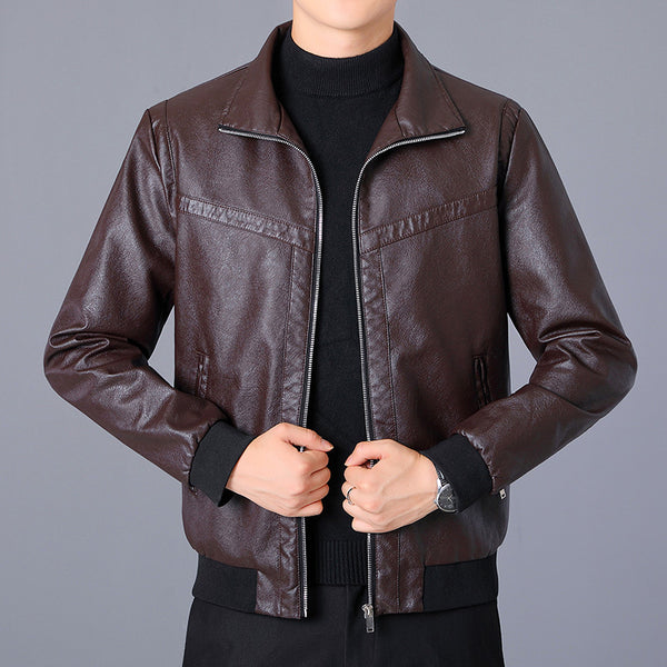 New Style Lapel Leather Jacket Men's - WOMONA.COM