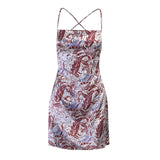 Paisley Print Halter Strap Dress Women - WOMONA.COM