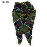 Cashmere-like Colorful Plaid Square Scarf - WOMONA.COM