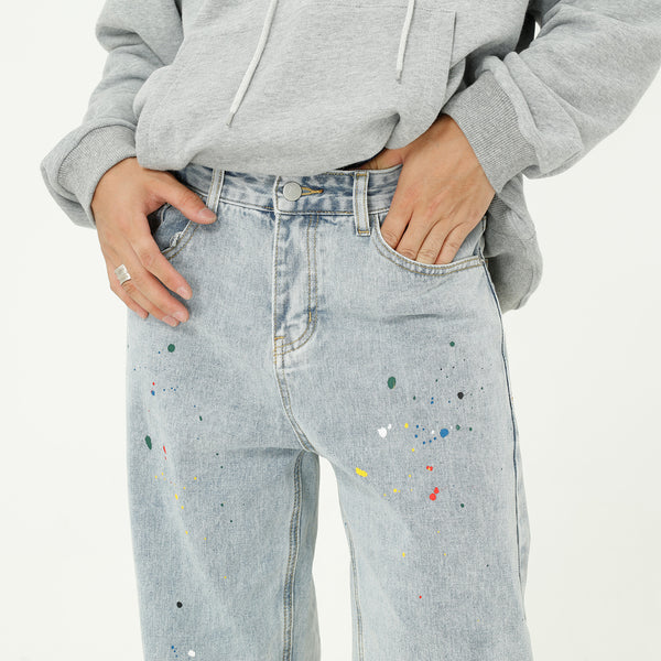 Paint Splash Blue Jeans - WOMONA.COM