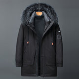 Mid Length Men's Hoodie With Fur - WOMONA.COM