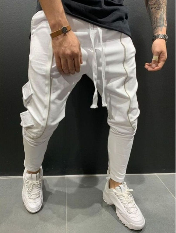 Trendy Zipper Side Pocket Rope Trousers Men - WOMONA.COM