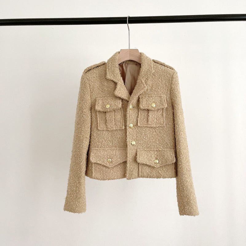 Casual Tweed Wool Jacket - WOMONA.COM