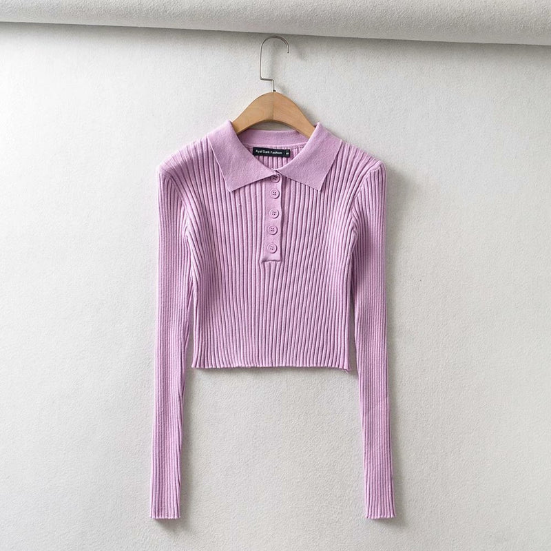 short long-sleeved sweater - WOMONA.COM