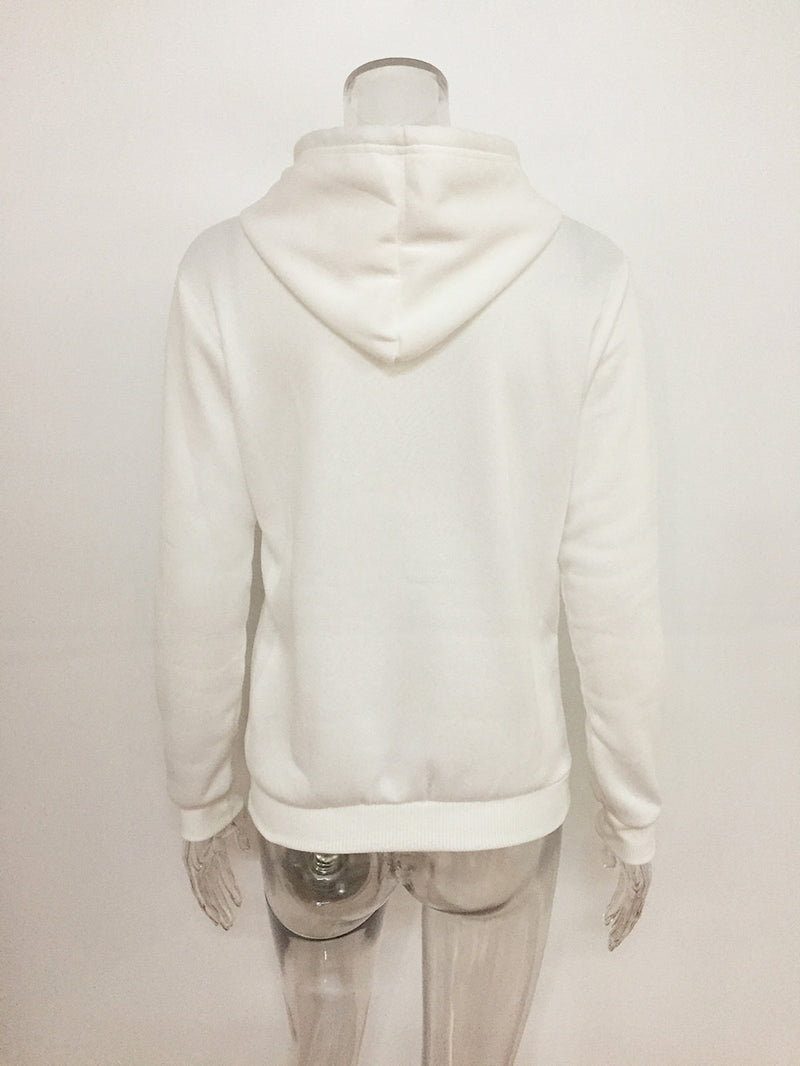 Printed hooded loose sweatshirt - WOMONA.COM