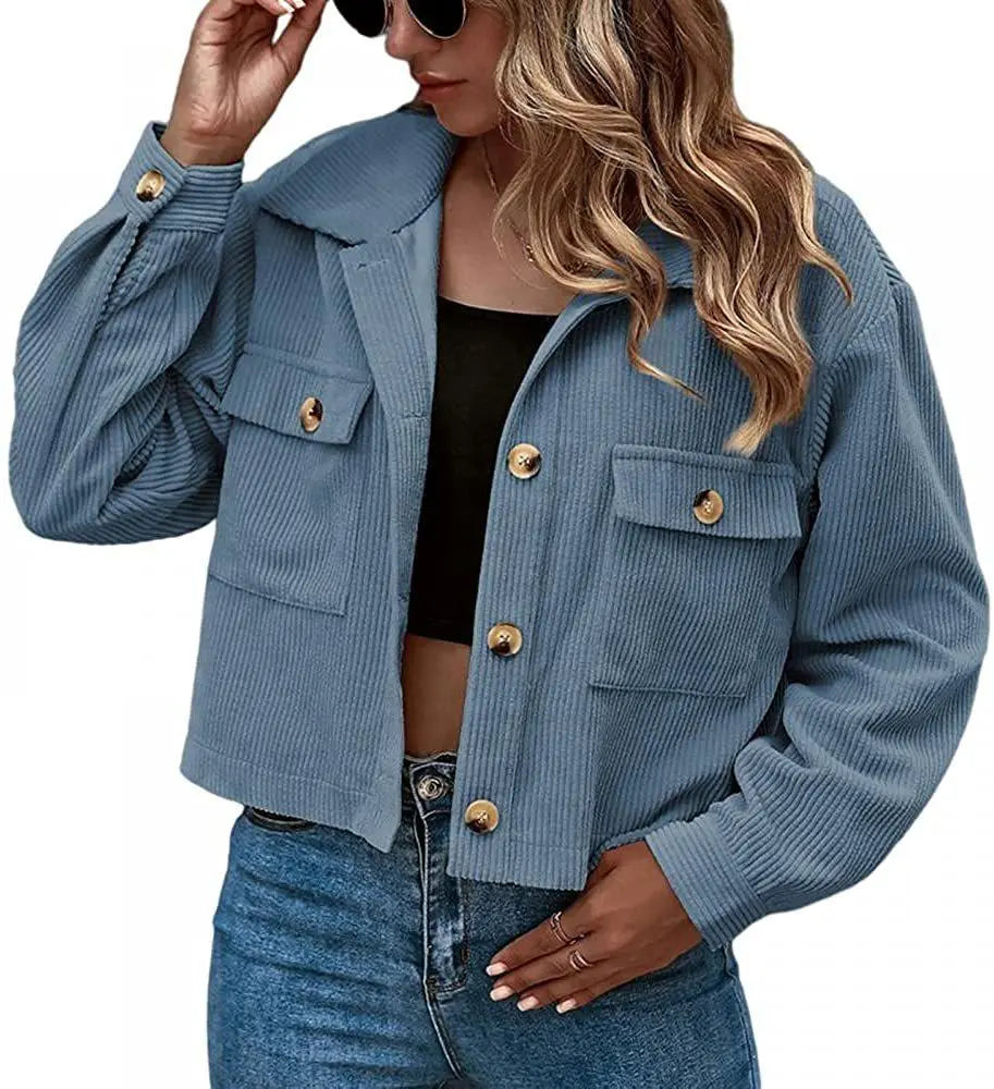 Fashion Corduroy Ladies Shirt Jacket - WOMONA.COM