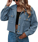 Fashion Corduroy Ladies Shirt Jacket - WOMONA.COM