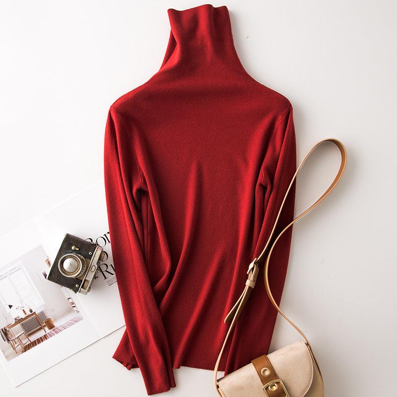 Turtleneck knitted sweater - WOMONA.COM