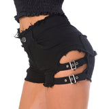 High waist denim shorts - WOMONA.COM