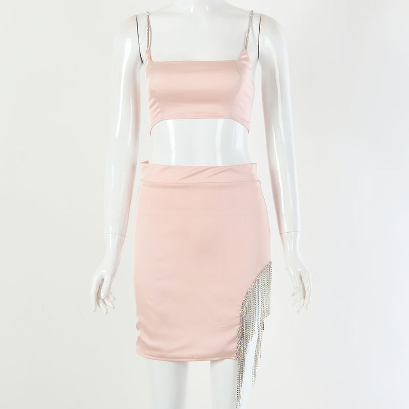 Two-piece fringed hip skirt - WOMONA.COM