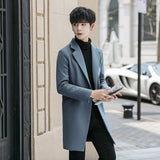 Slim-fit woolen men's trench coat - WOMONA.COM