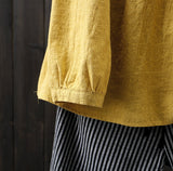 Cotton and linen round neck pullover - WOMONA.COM