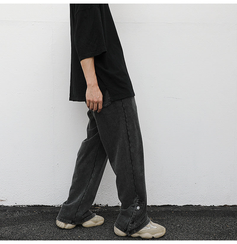 Slit loose terry sweatpants - WOMONA.COM