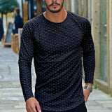 Polka Dot Slim Long Sleeve T-shirt Men - WOMONA.COM