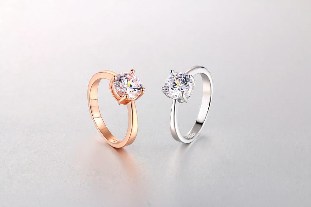 Rose gold and zircon ring - WOMONA.COM