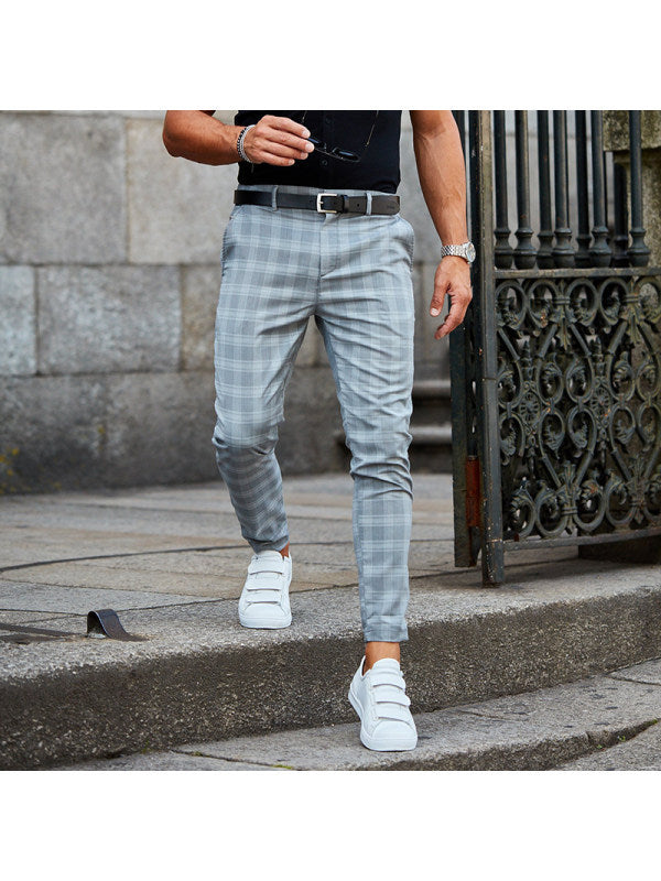 Men's Check Casual Pants - WOMONA.COM