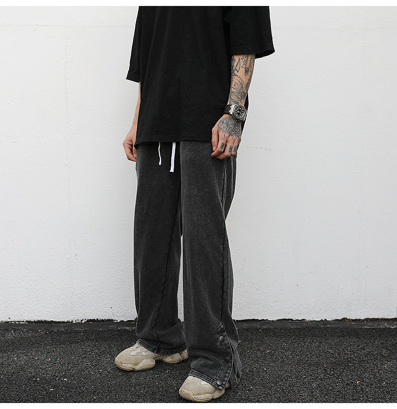 Slit loose terry sweatpants - WOMONA.COM