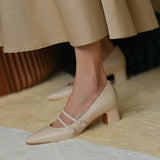 Mary pearl mid heel shoes - WOMONA.COM