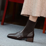 Mid-heel Soft Leather Shoes - WOMONA.COM