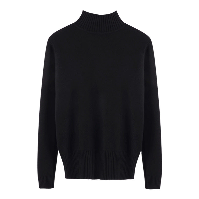 Half turtleneck knitted sweater - WOMONA.COM