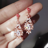 Micro-set zircon flash diamond earrings - WOMONA.COM