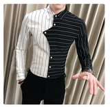 British style contrast color stitching men shirt - WOMONA.COM