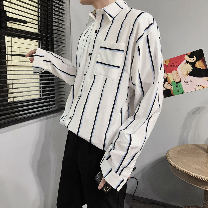 Loose striped shirt men - WOMONA.COM