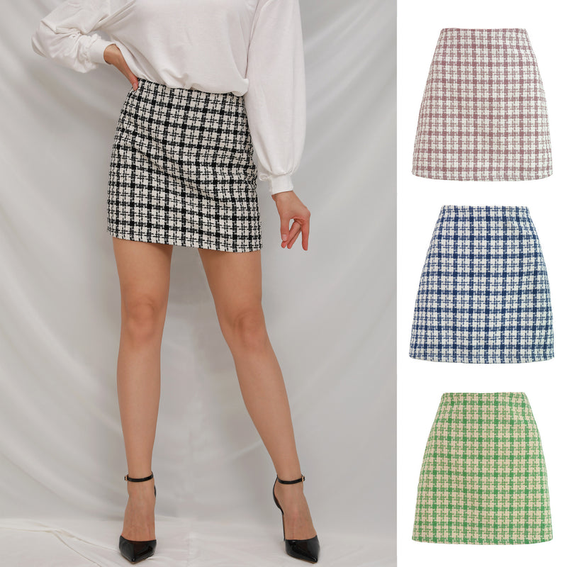 Well Grid A-line Skirt - WOMONA.COM