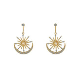 Sun and Moon Crystal Earrings - WOMONA.COM