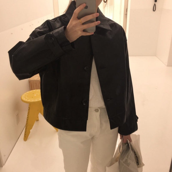 Casual Leather Jacket - WOMONA.COM